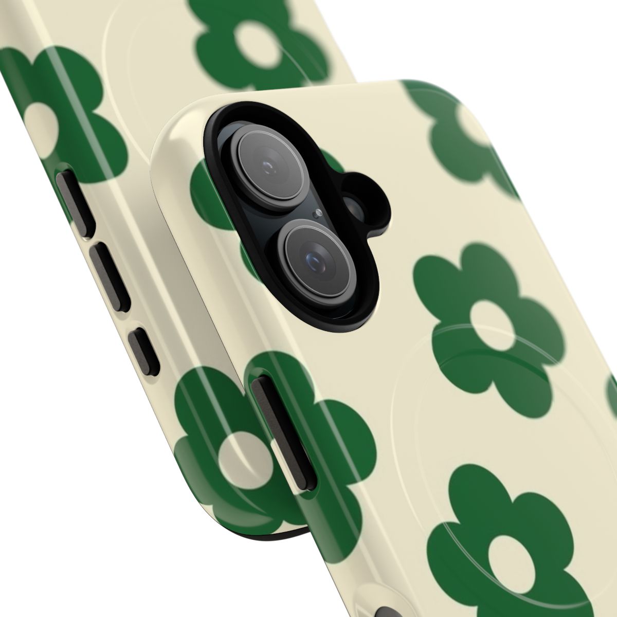 Minimalist design green phone case with floral nature print - Detail