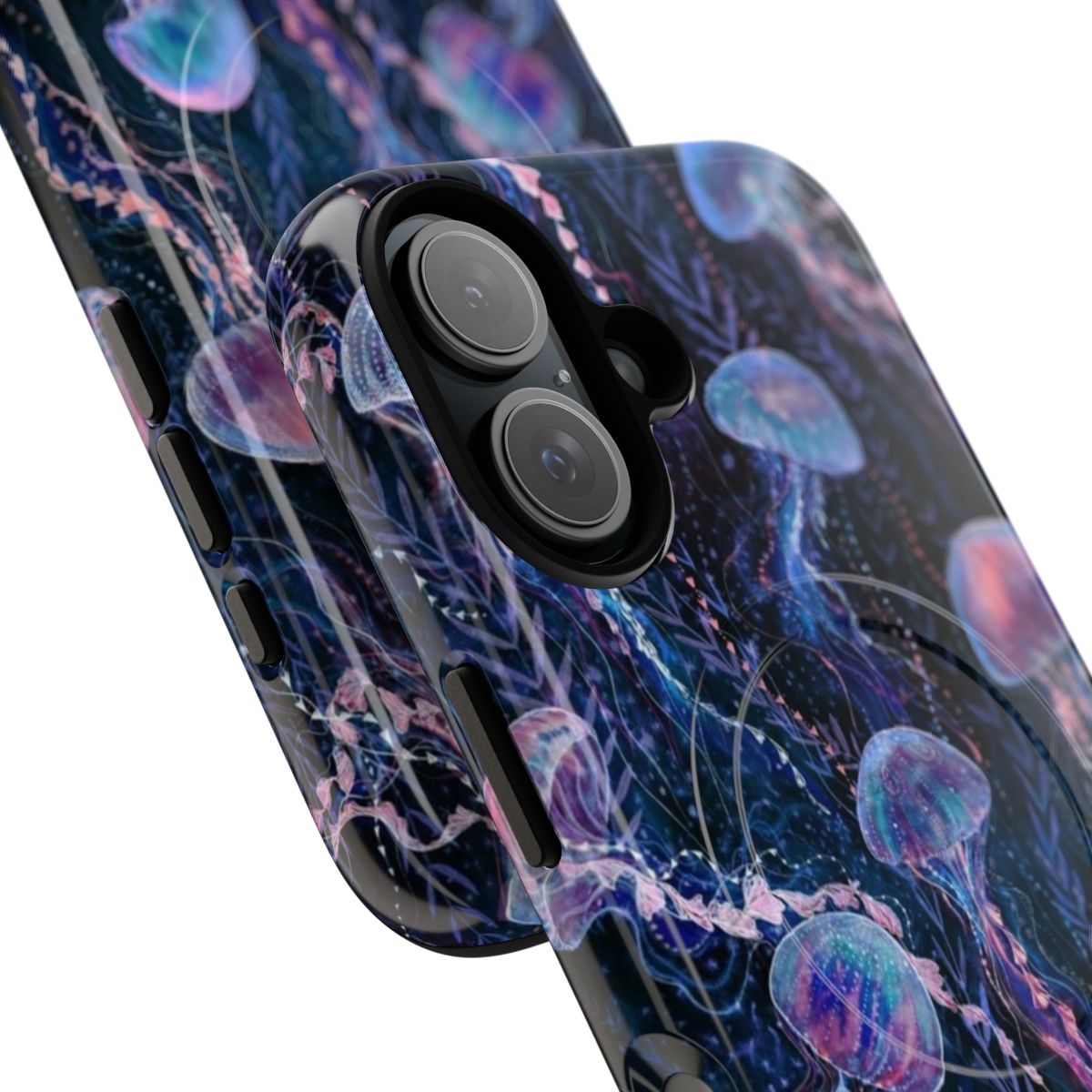 Jellyfish-themed magnetic tough phone case with a vibrant, underwater design - Detail