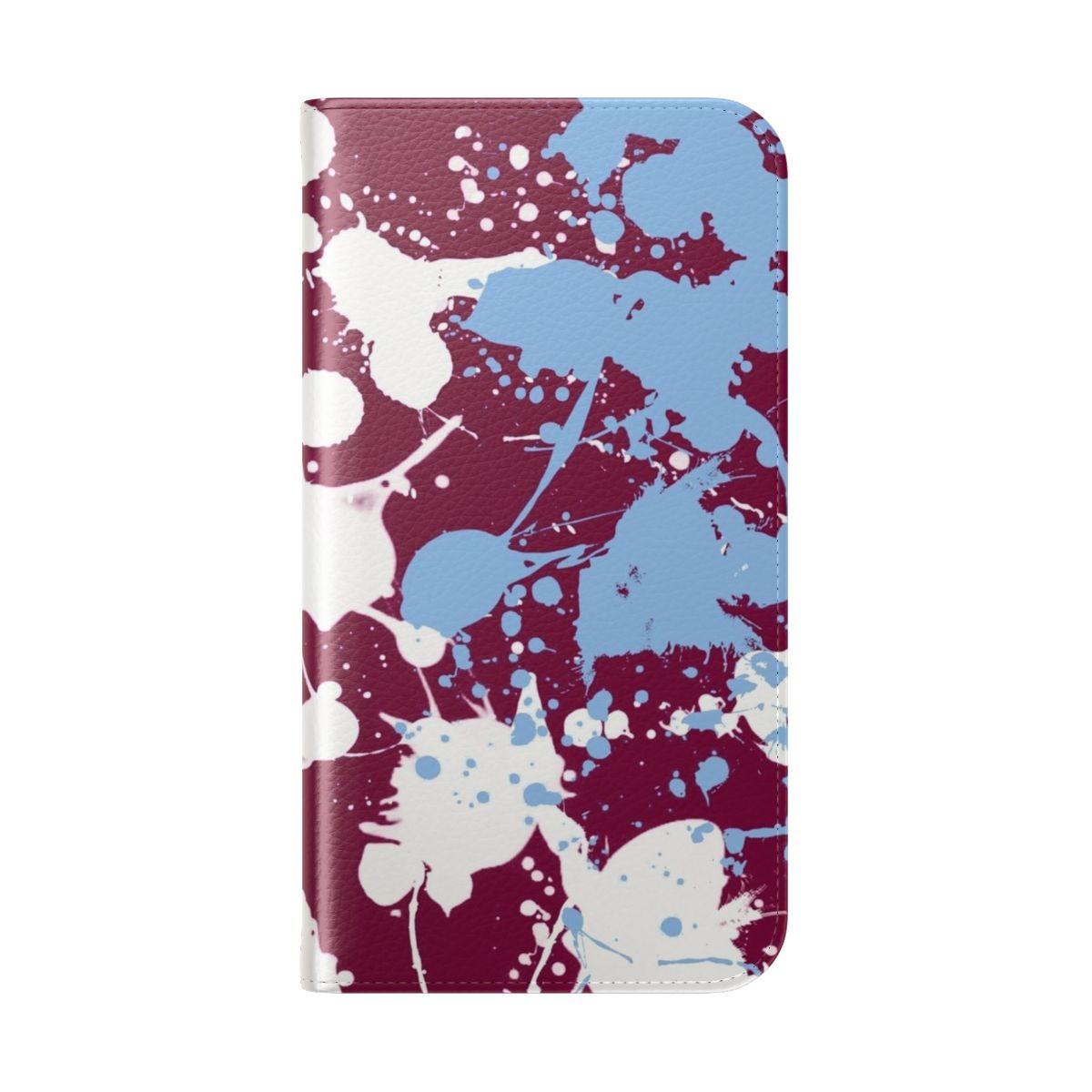 Aston Villa football club inspired phone case with a colorful splatter pattern design - Folded Back