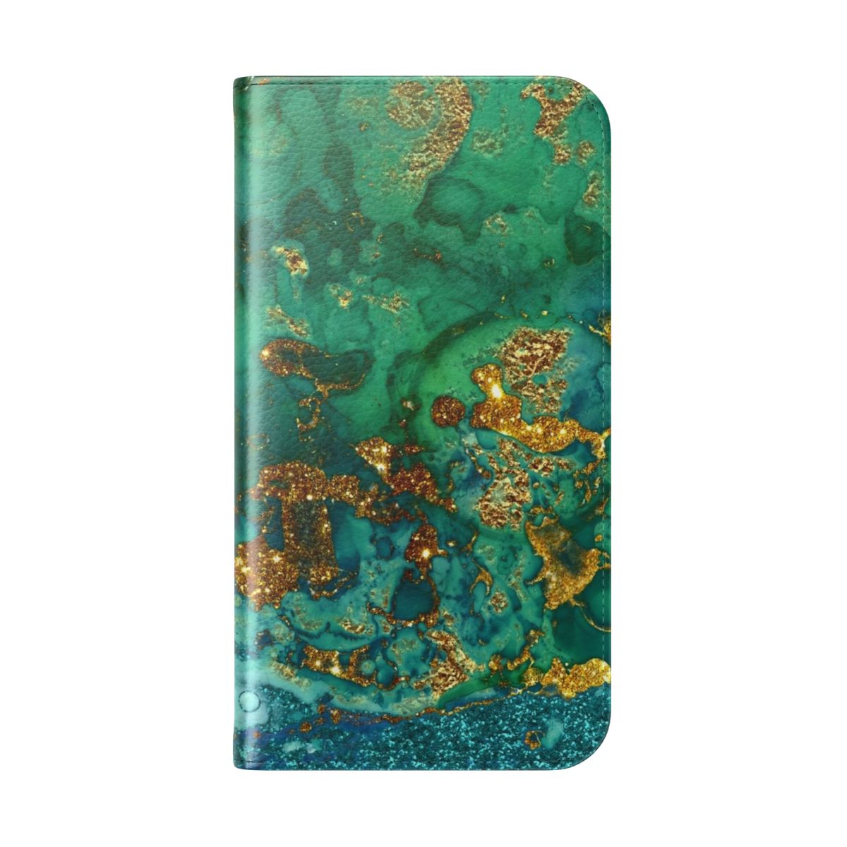 Sparkling gold glitter and faux marble pattern on a phone case cover - Folded Back