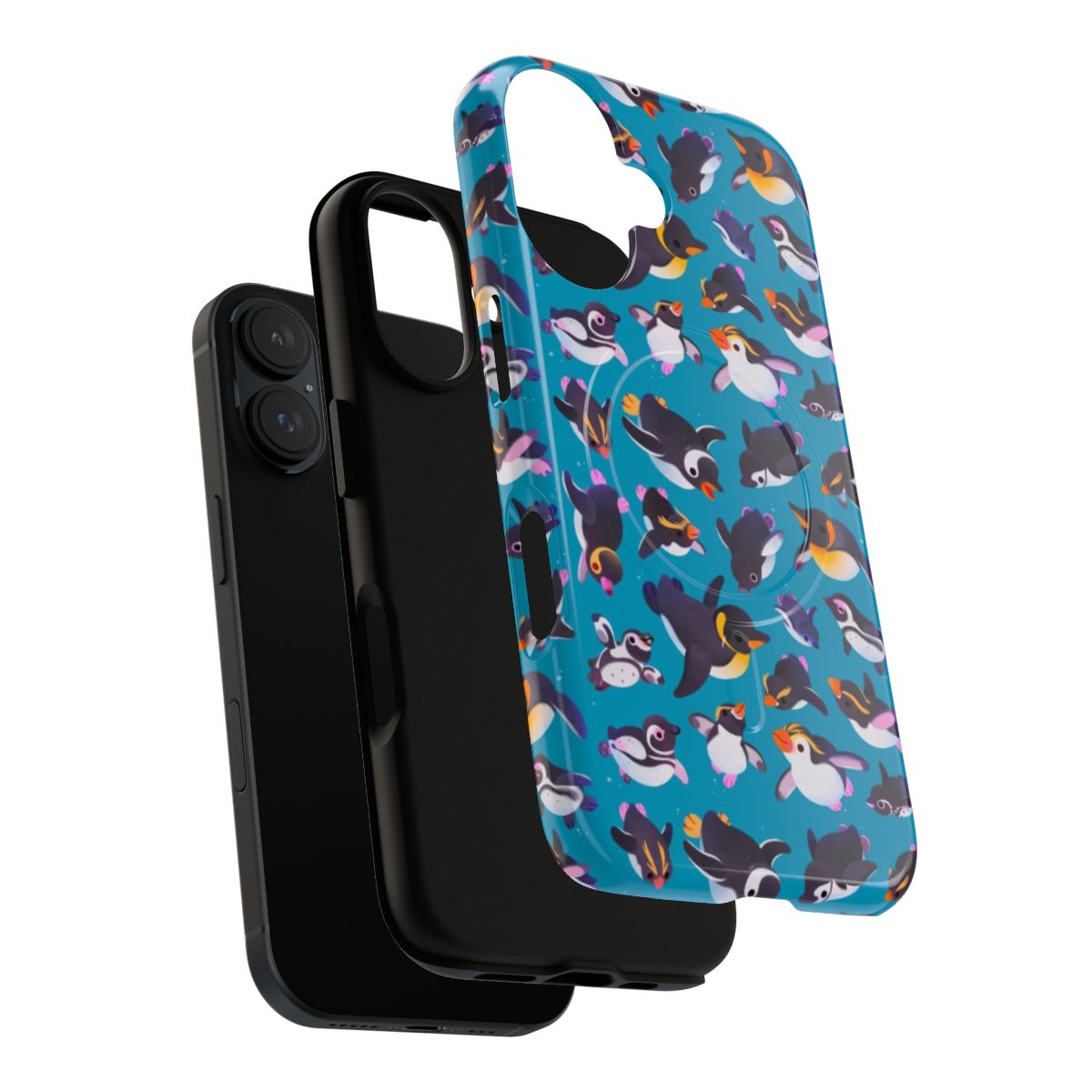 Magnetic phone case featuring a colorful penguin design - Layers