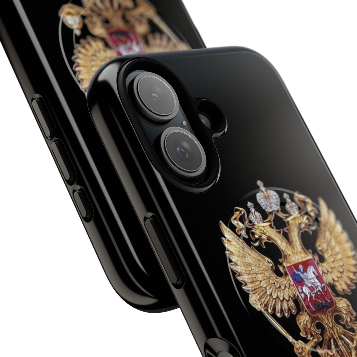 Detailed phone case featuring the iconic Russian coat of arms - Detail