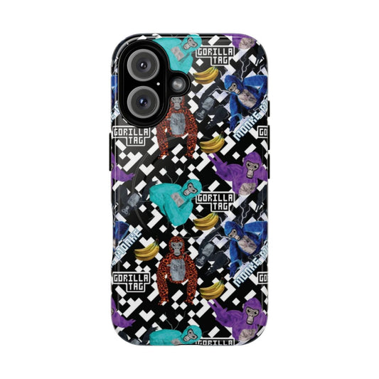 Pixel art style phone case featuring a monkey design for Gorilla Tag fans