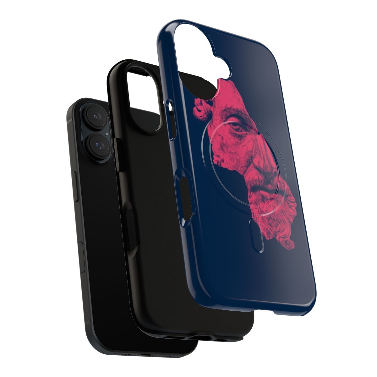 Distorted art phone case featuring a portrait of the Roman emperor Marcus Aurelius - Layers