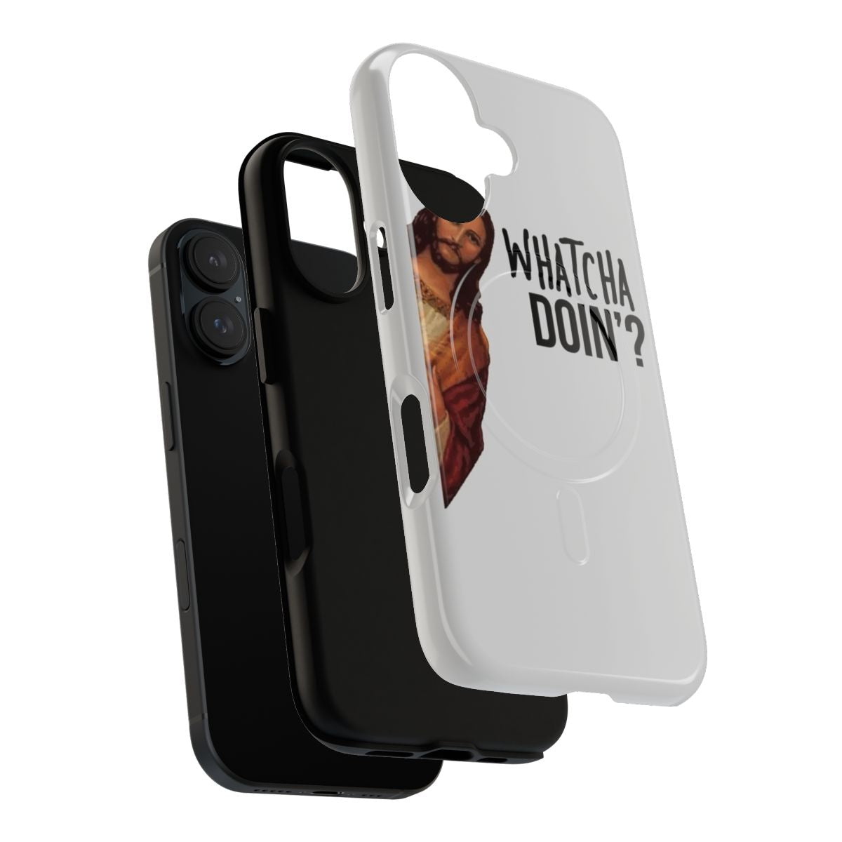 Magnetic tough phone case with a Jesus-themed meme design - Layers