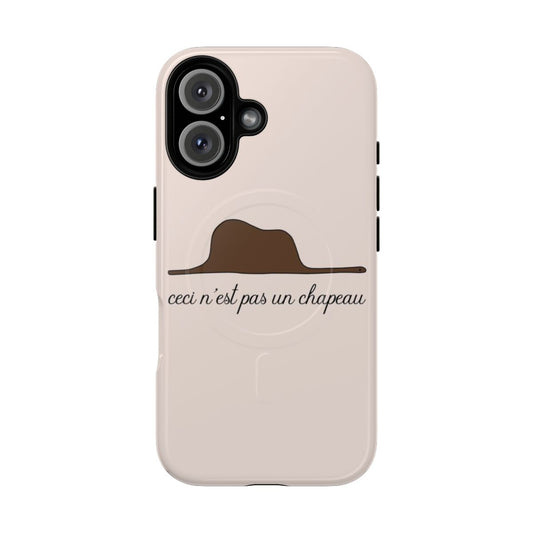 Artistic phone case design featuring the iconic "Treachery of Images" by Magritte and inspired by "The Little Prince" book.