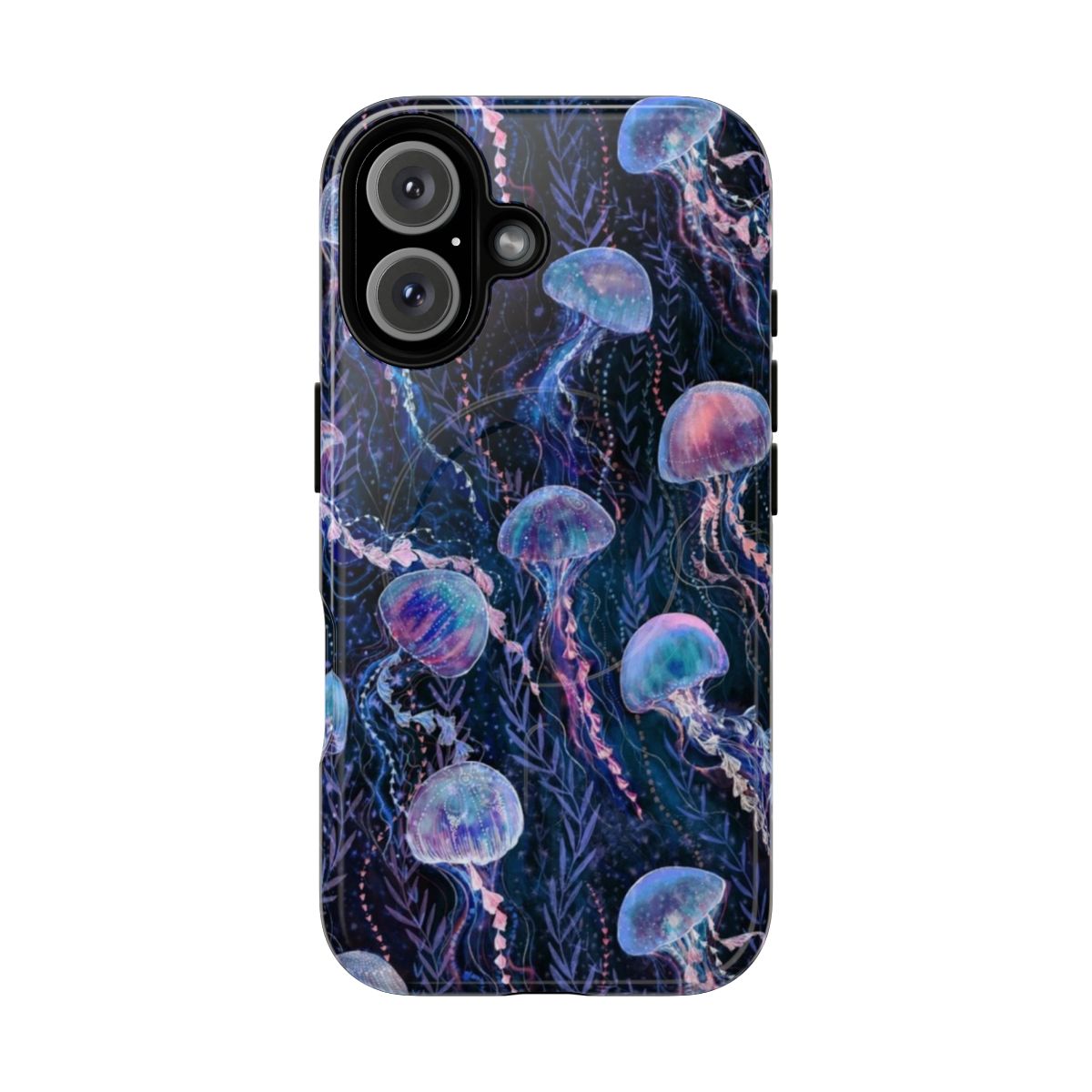 Jellyfish-themed magnetic tough phone case with a vibrant, underwater design