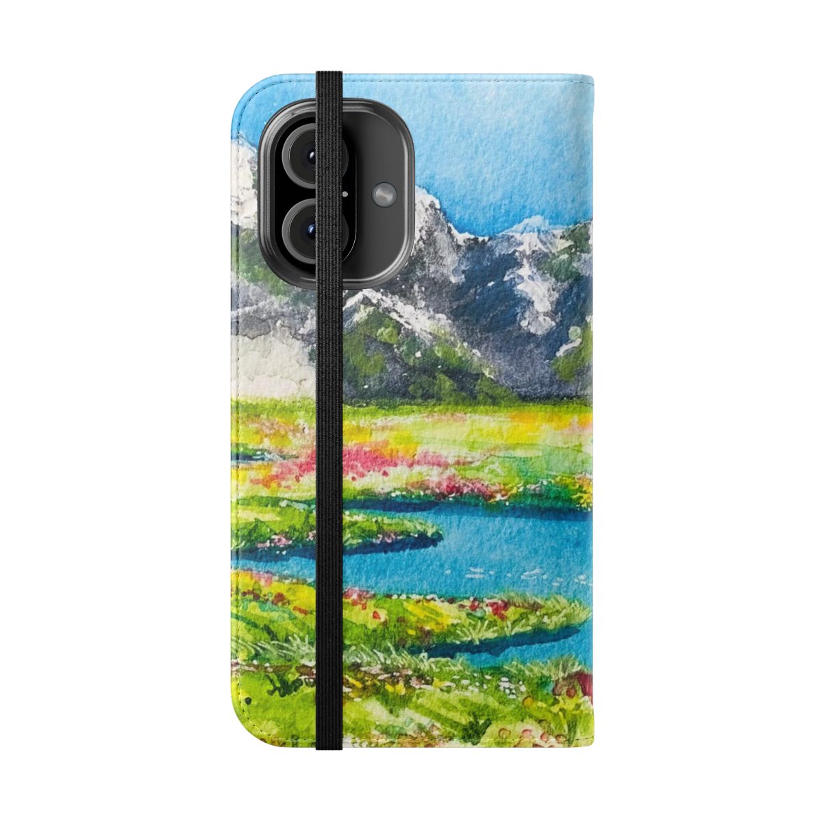 Flip cover phone case featuring artwork inspired by the Studio Ghibli film Howl's Moving Castle - Folded Front