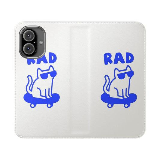 Stylish flip phone case with a radical cat design