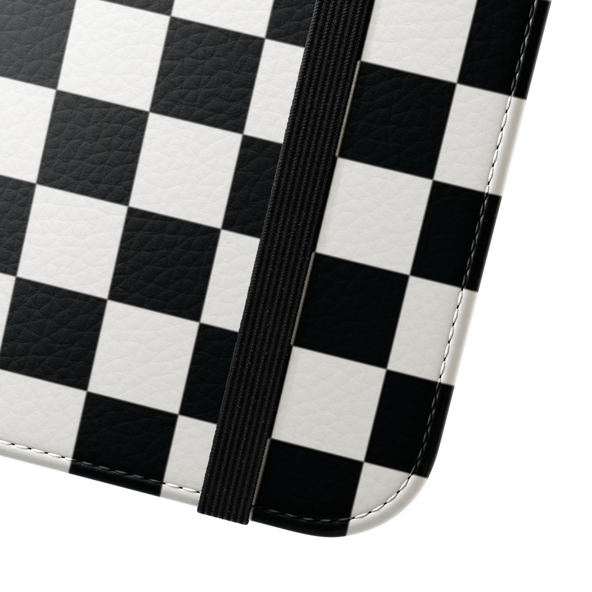 Sleek black and white checkerboard pattern phone case - Close Up