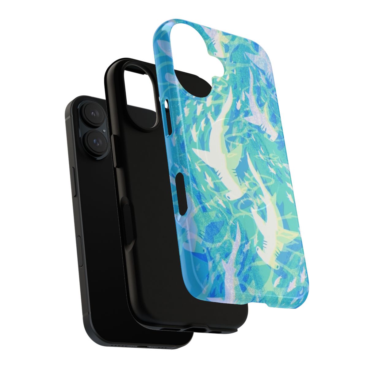 Tough phone case with a vibrant hammerhead shark design - Layers