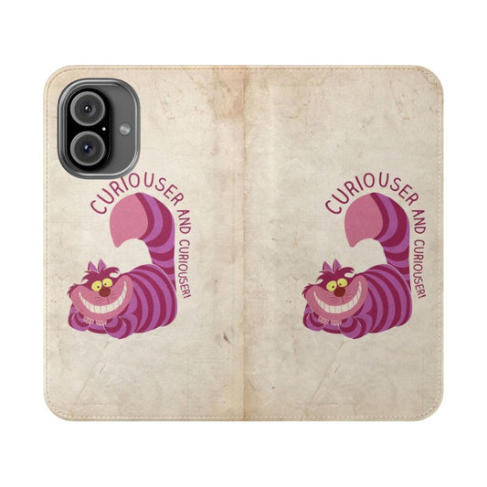 "Retro Cheshire Cat Phone Case - Whimsical Flip Cover for Smartphones"