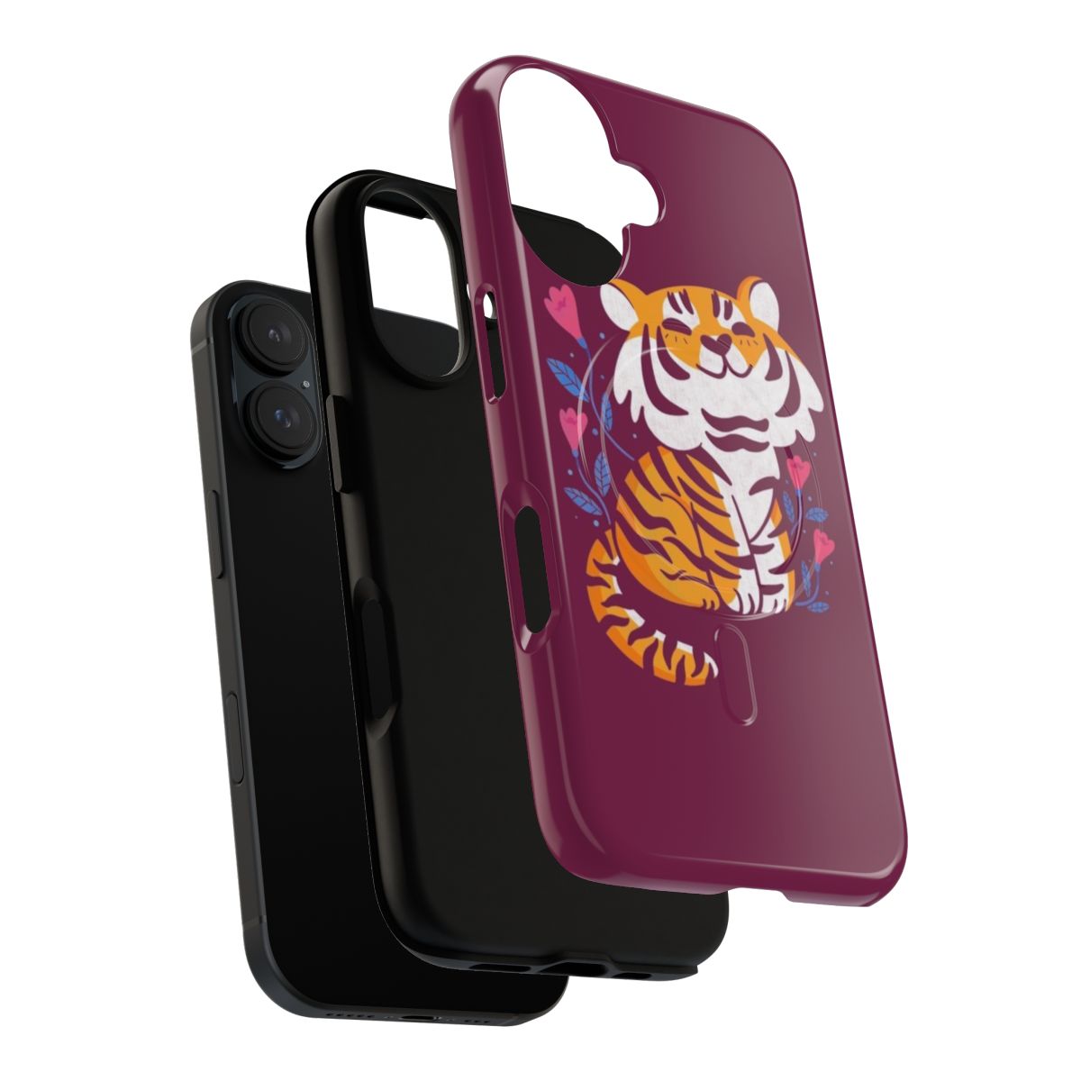 Floral Tiger Magnetic Protective Phone Cases - Layers