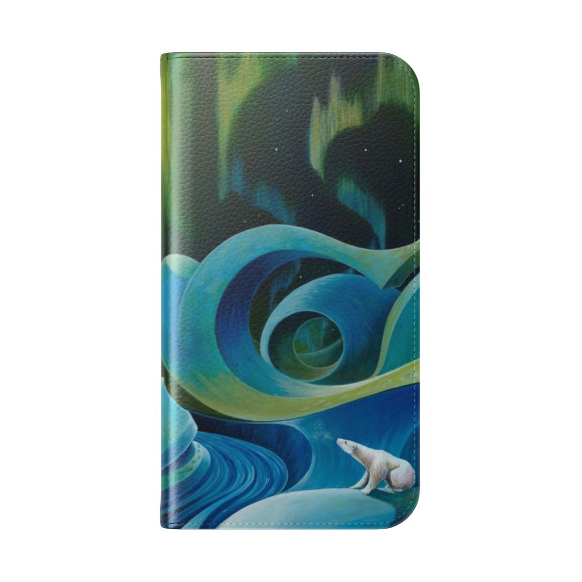 Polar bear phone case cover in winter landscape - Folded Back