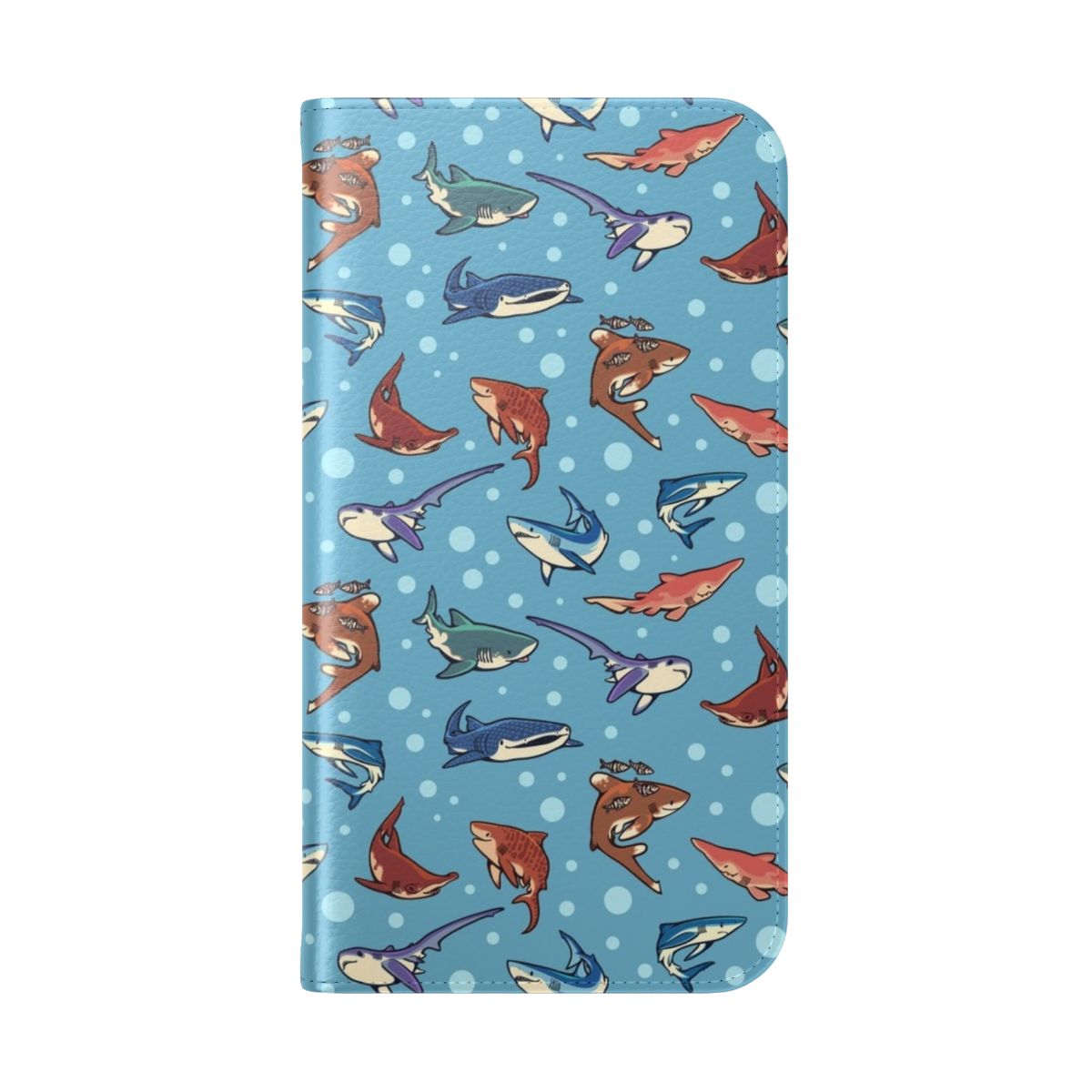 Sharks in the Deep Blue Flip Cover Phone Case - High-Quality Marine Life Phone Accessory - Folded Back