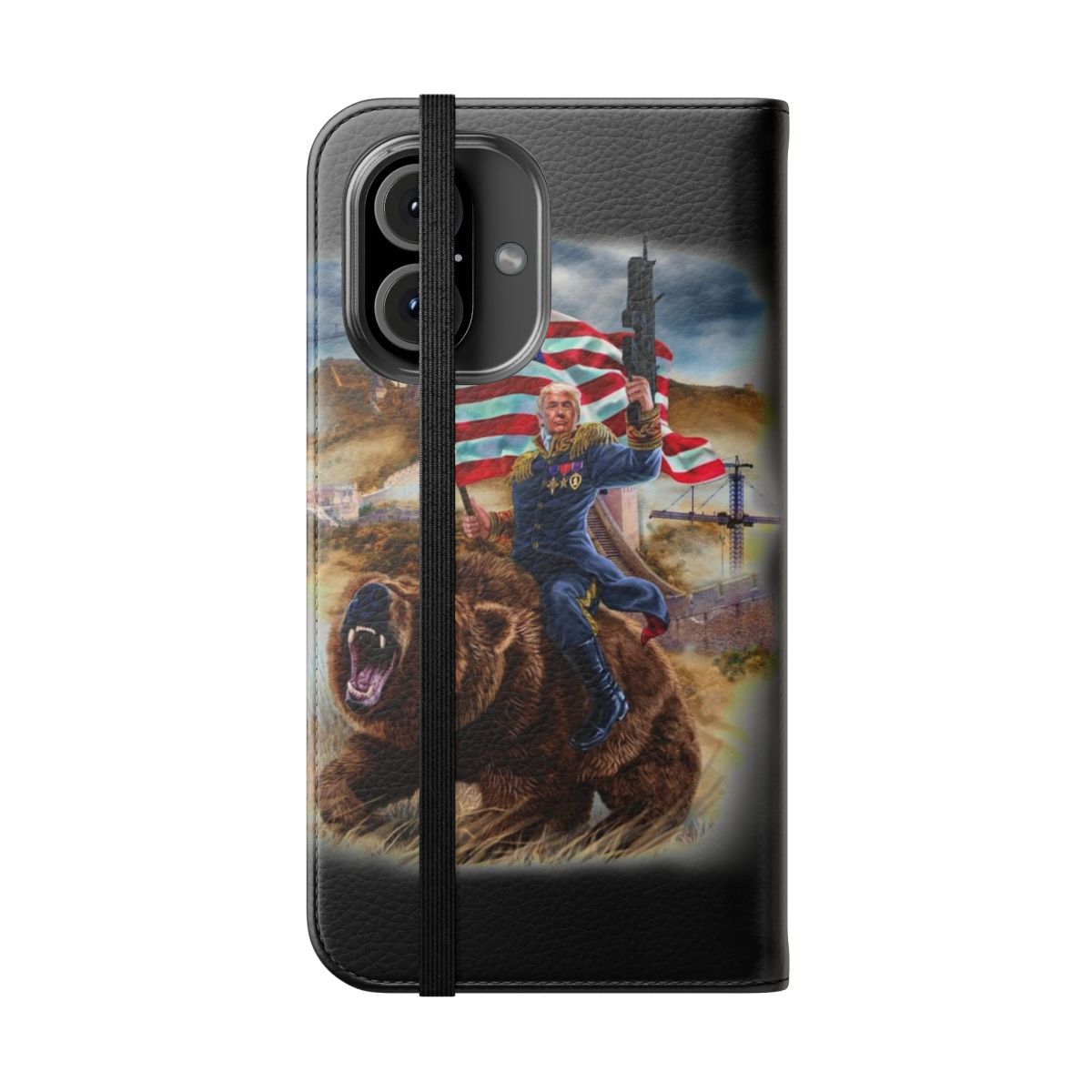 Patriotic phone case featuring a Donald Trump-inspired design - Folded Front