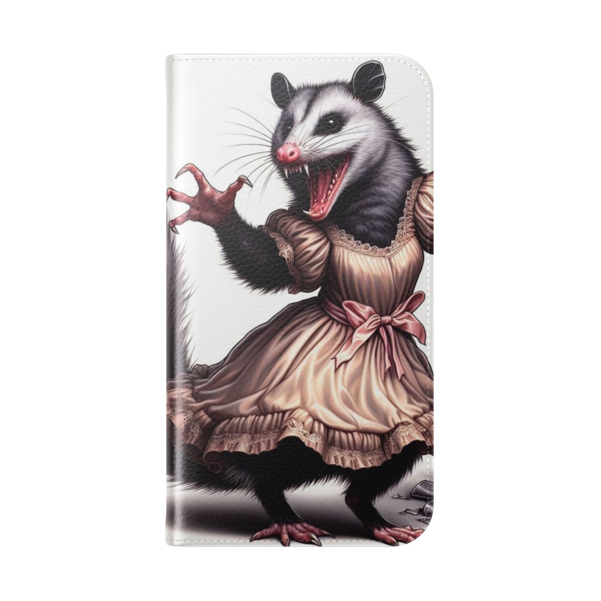 Colorful flip phone case with animated dancing critters design - Folded Back