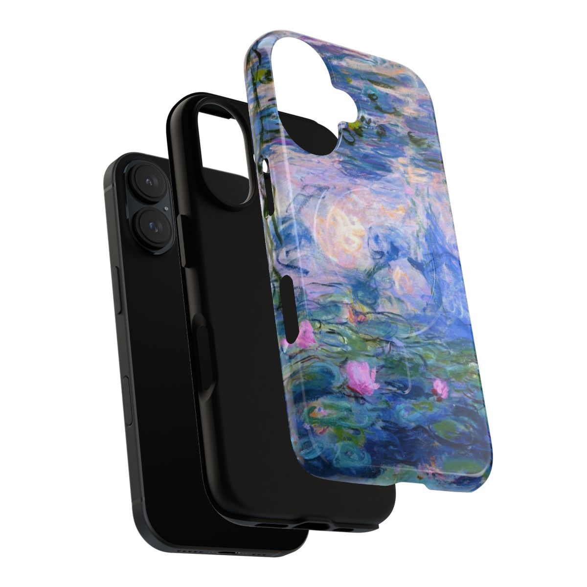 Artistic phone case featuring Monet's iconic water lily painting - Layers