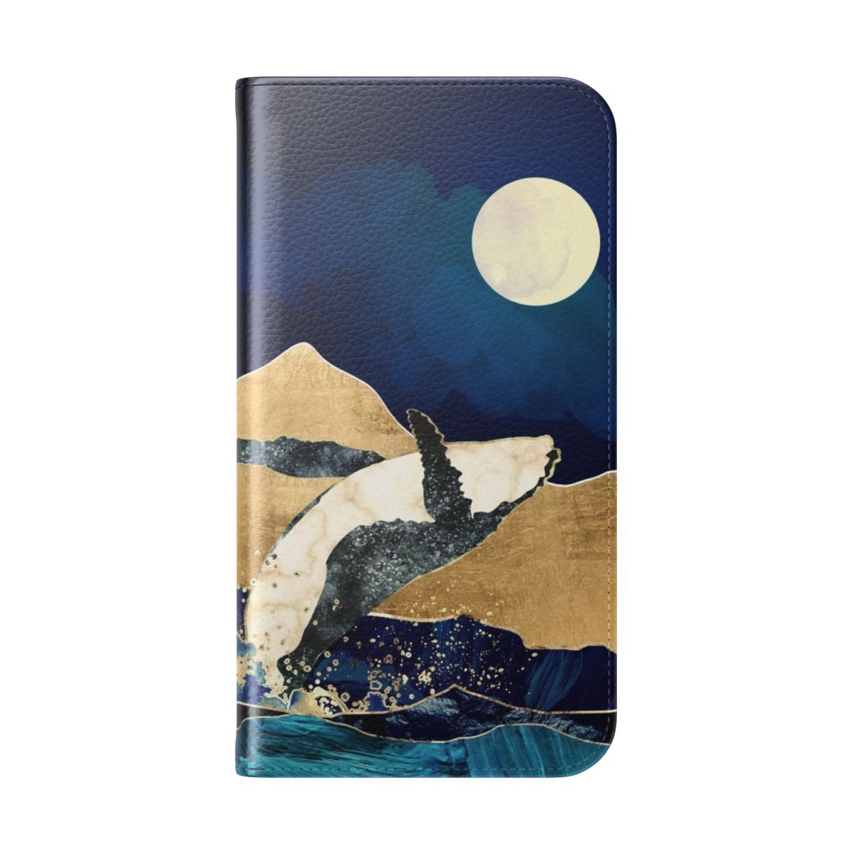 Colorful and artistic whale and ocean-themed flip phone case - Folded Back