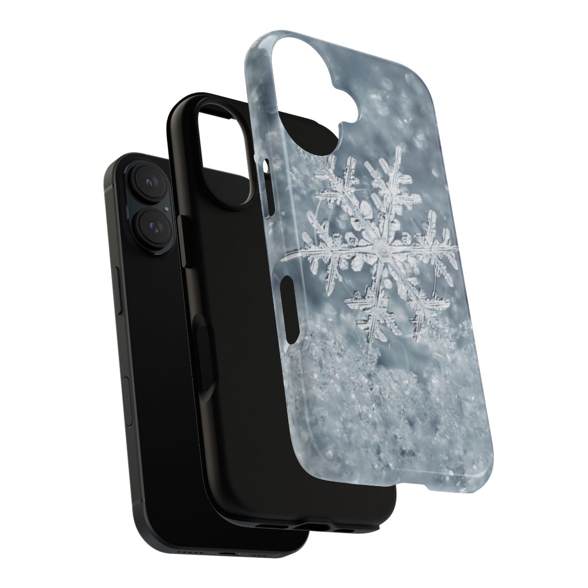 Snowflake-patterned magnetic protective phone case - Layers