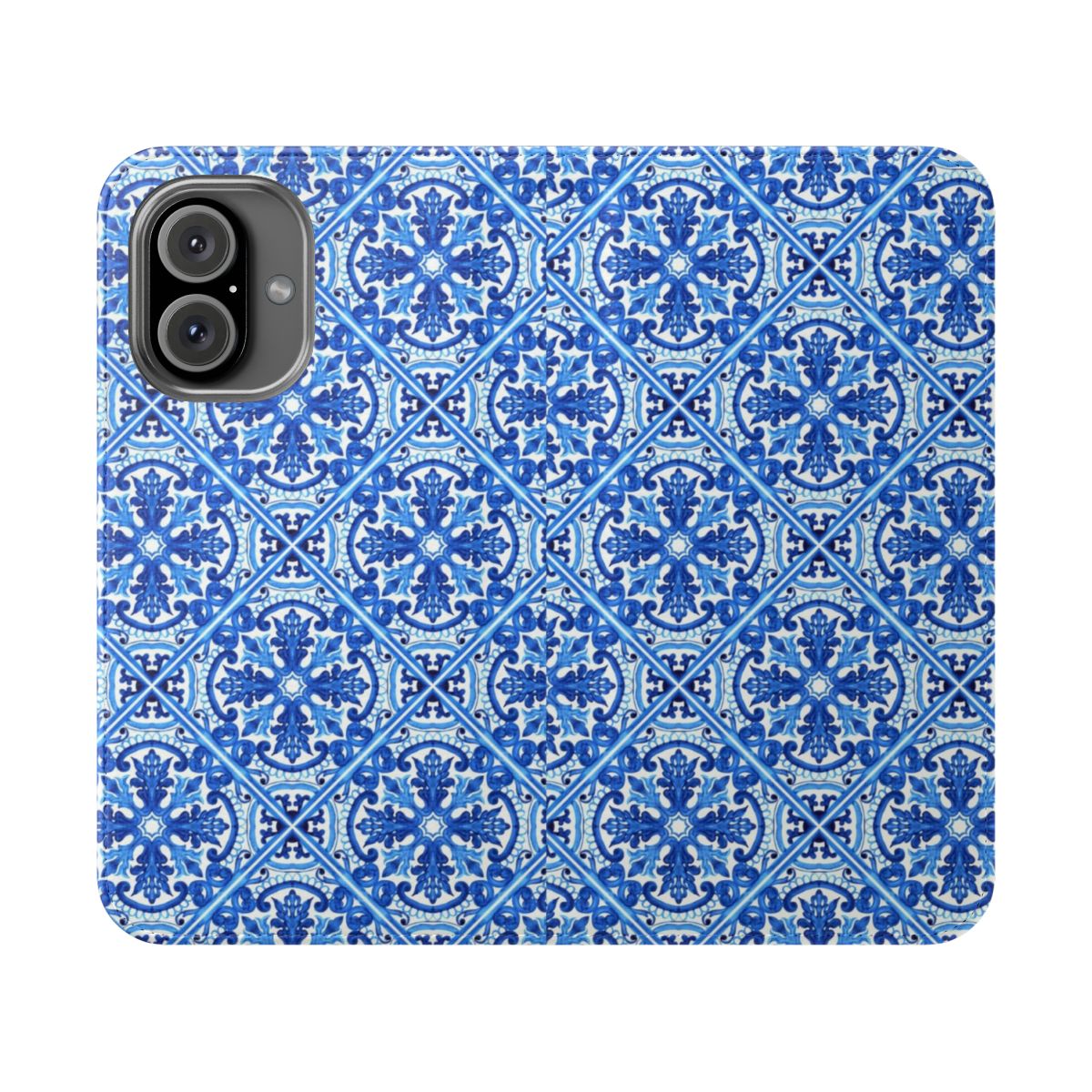 Colorful watercolor pattern phone case with Portuguese azulejo tiles design