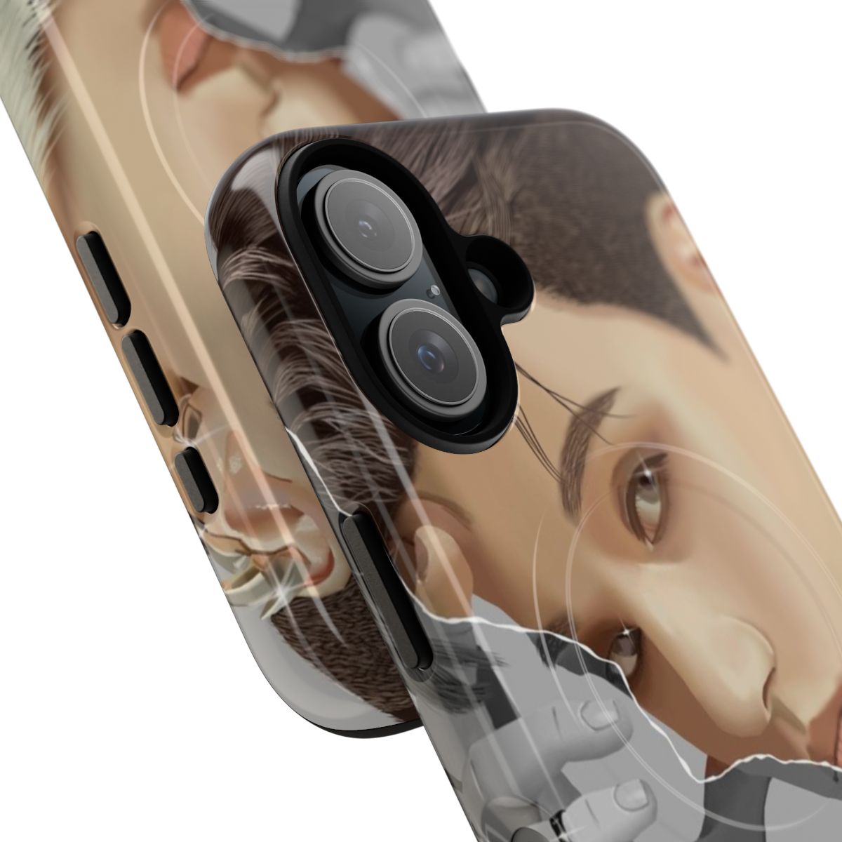 Customizable phone case featuring a portrait of ATEEZ member Wooyoung - Detail