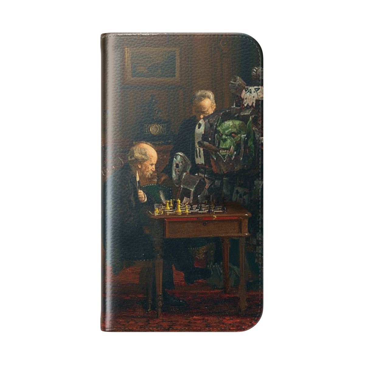 Ork-themed chess-inspired phone case with a photoshop edit design - Folded Back