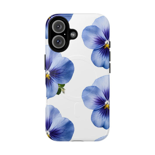 Cute purple pansy flower design on a magnetic tough phone case