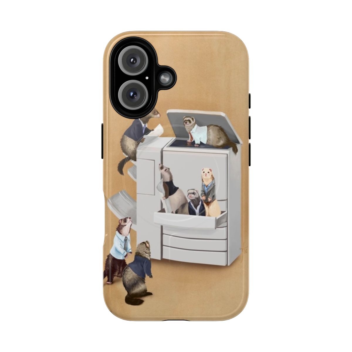 Magnetic phone case with ferret design