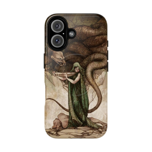 Sigyn-inspired magnetic tough phone case featuring Norse mythology elements