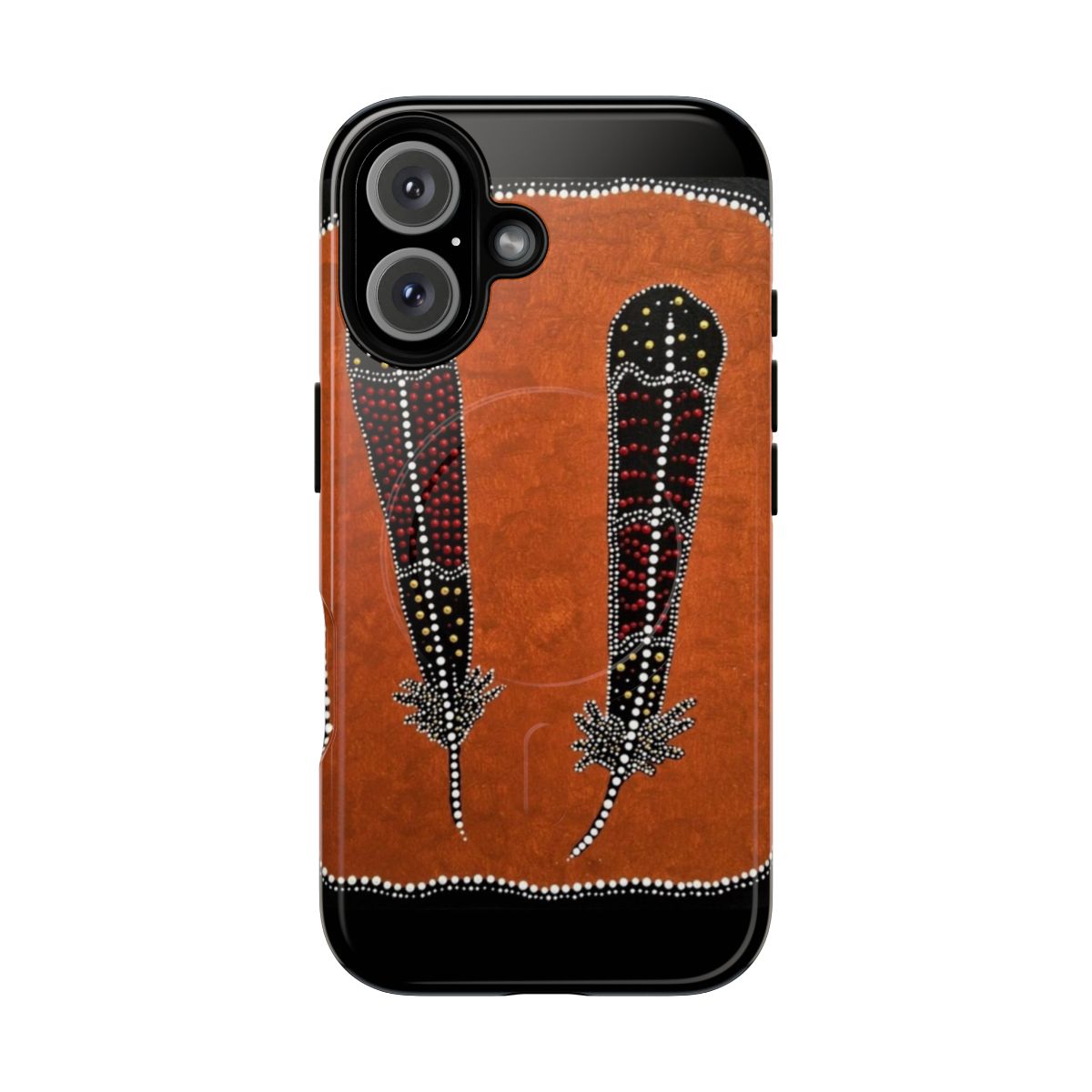 Vibrant black cockatoo feather design on a durable phone case