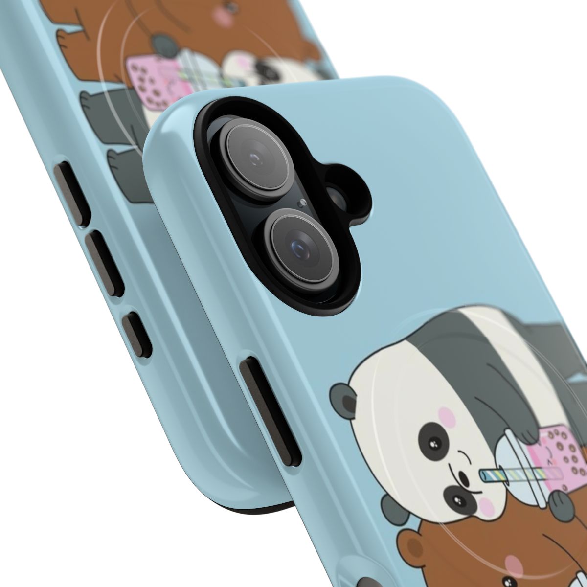 We Bare Bears themed tough and magnetic phone case with polar bear, grizzly bear, and panda bear illustration. - Detail