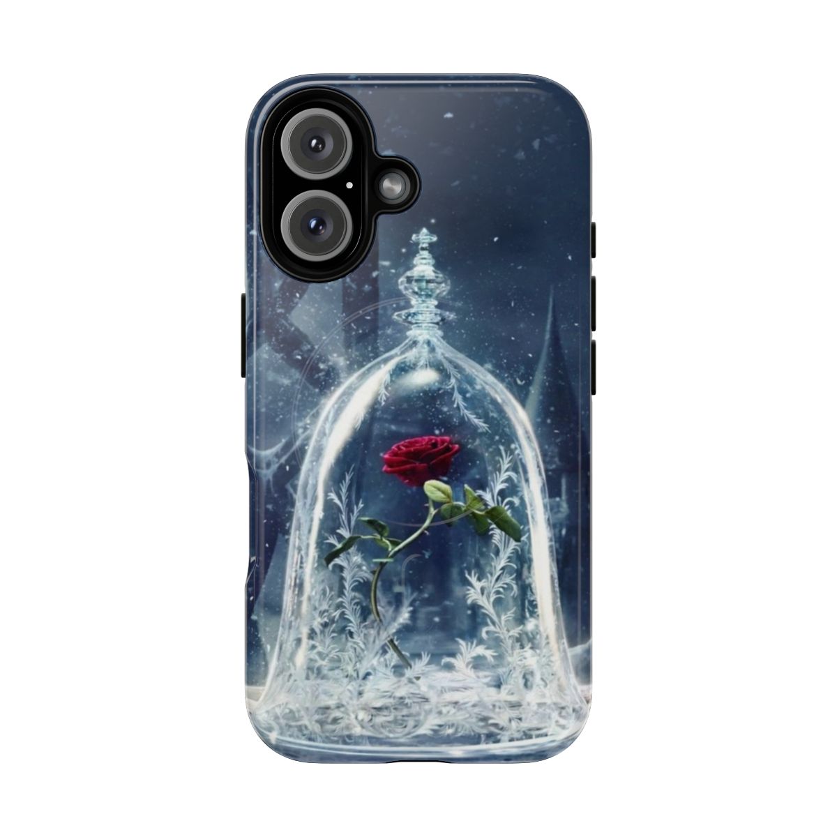 Artistic ice flower design on a magnetic tough phone case