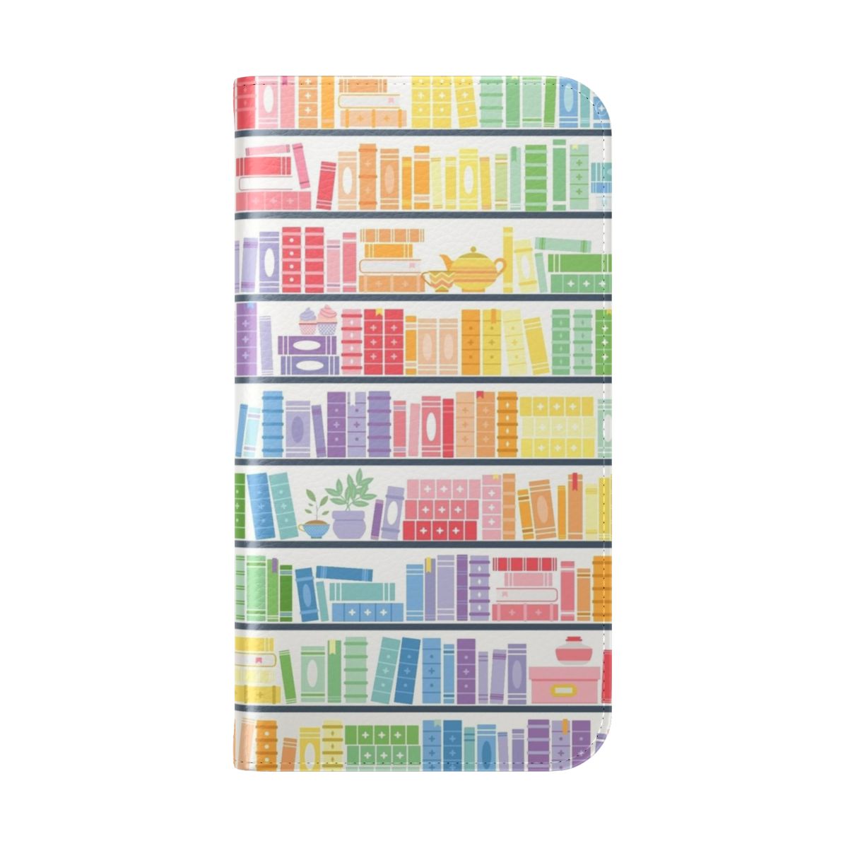 Colorful rainbow bookshelf pattern on a phone case - Folded Back