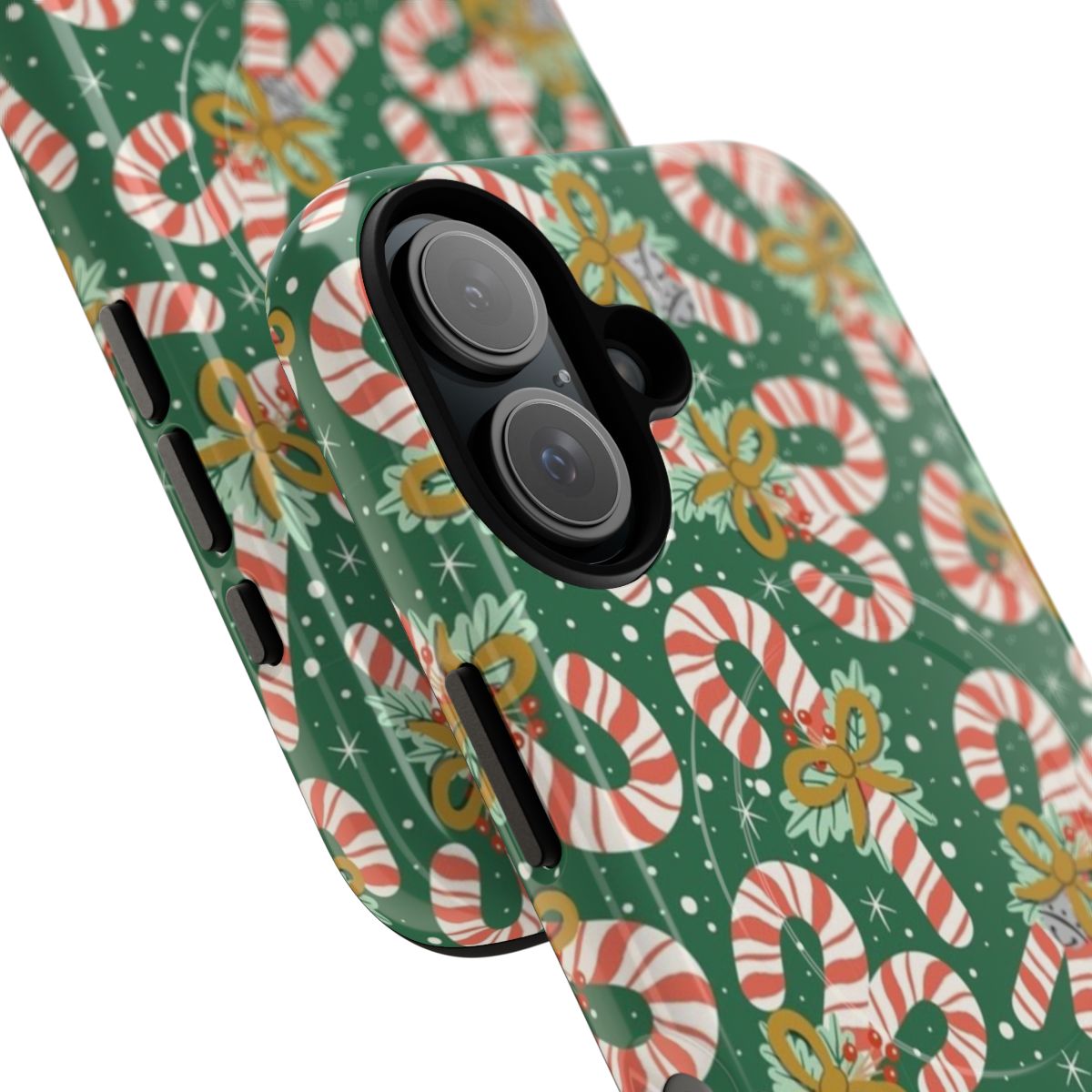 Vintage-inspired candy cane pattern on a tough phone case - Detail