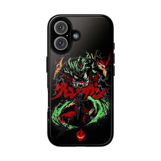 Magnetic tough phone case with Gurren Lagann inspired graffiti artwork featuring characters Kamina, Simon, and Yoko Littner.