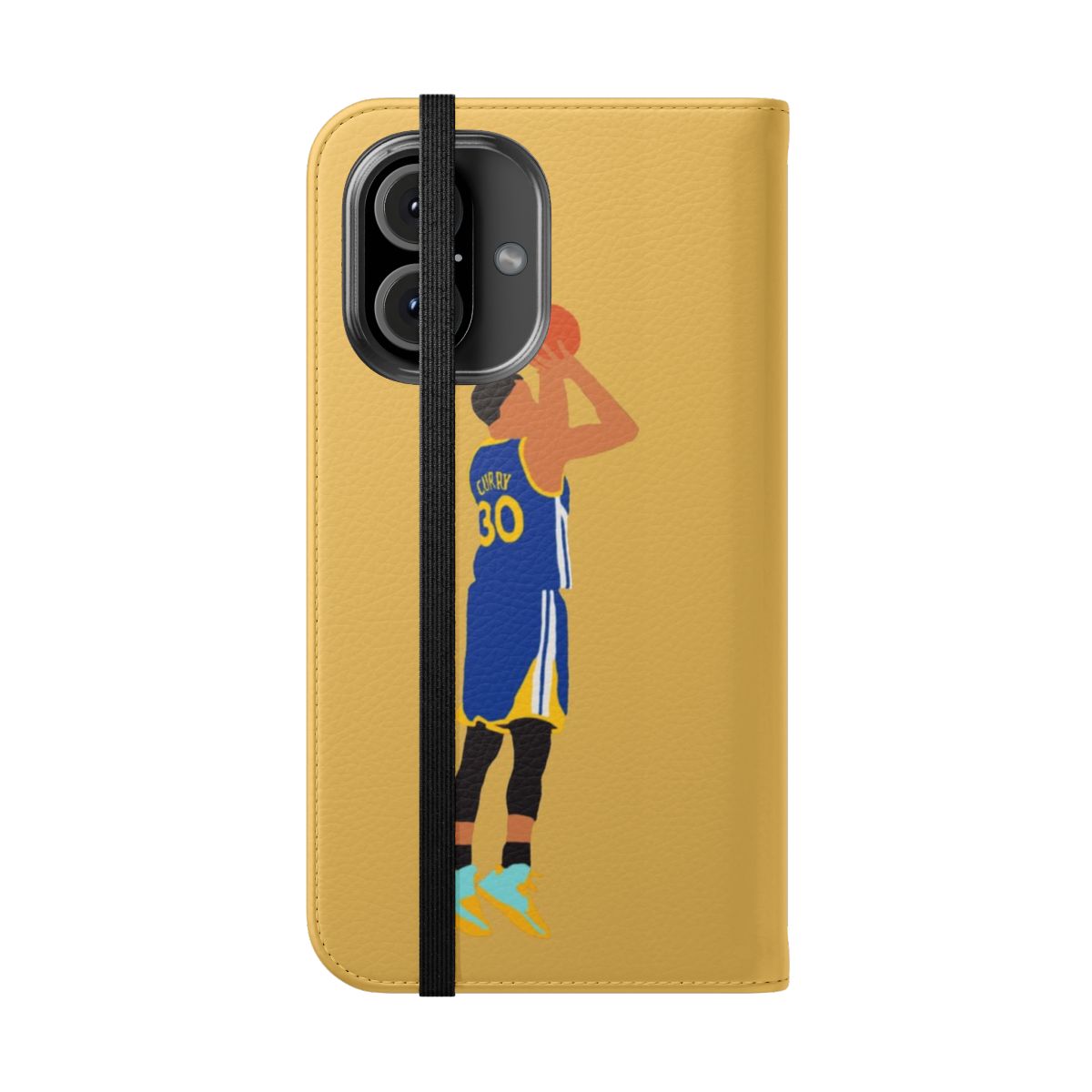 Basketball-themed phone case featuring a graphic of Stephen Curry's signature jumpshot - Folded Front