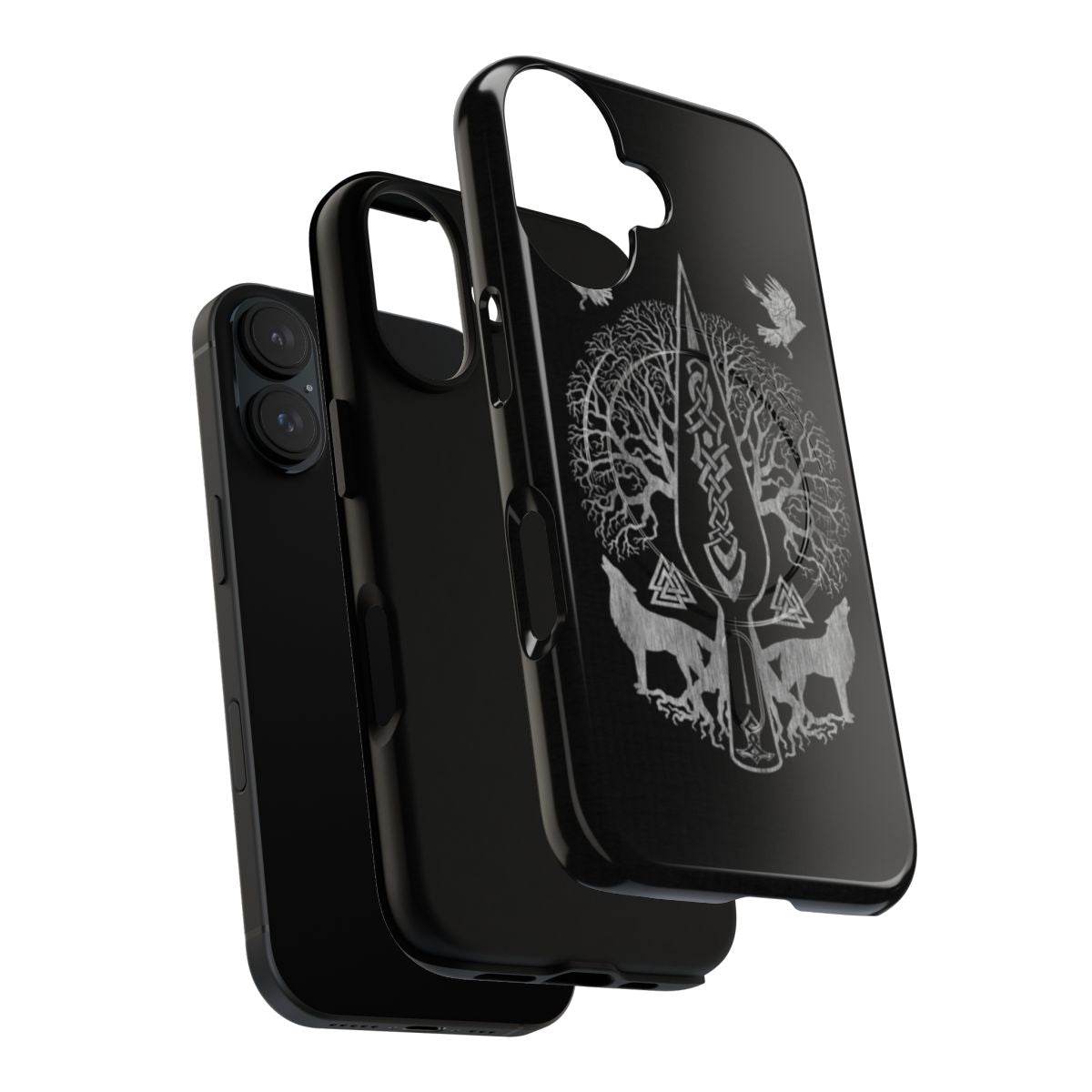 Gungnir spear and Yggdrasil tree of life design on a tough phone case - Layers