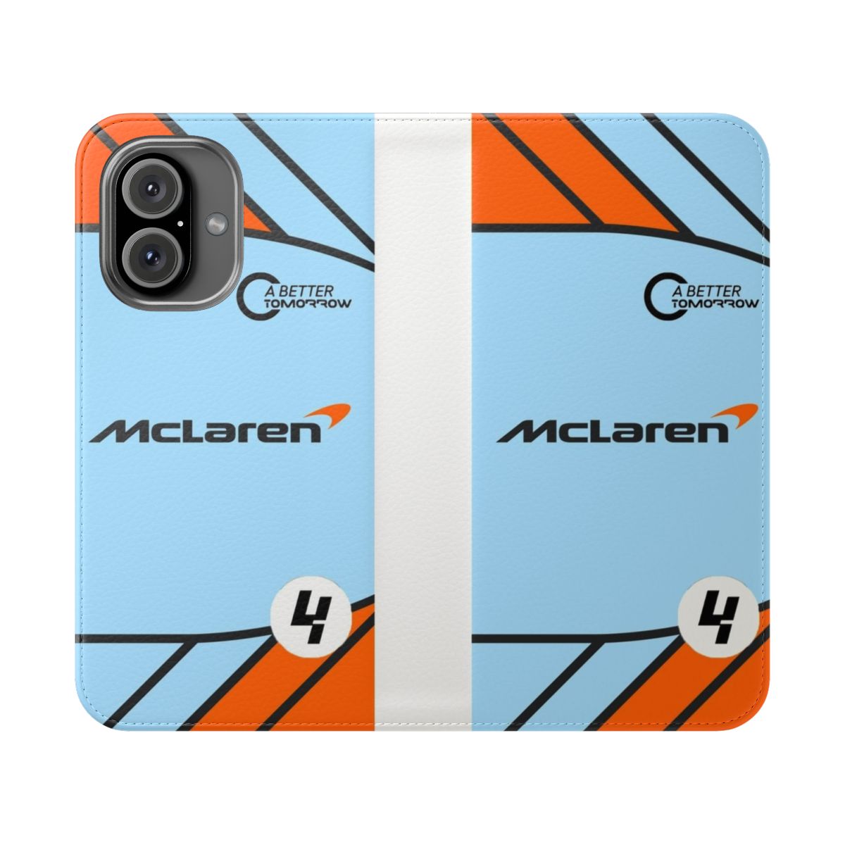 Motorsport-themed phone case with Lando Norris and McLaren branding