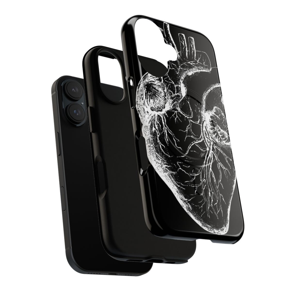 Vintage anatomical heart design on a magnetic tough phone case - Layers