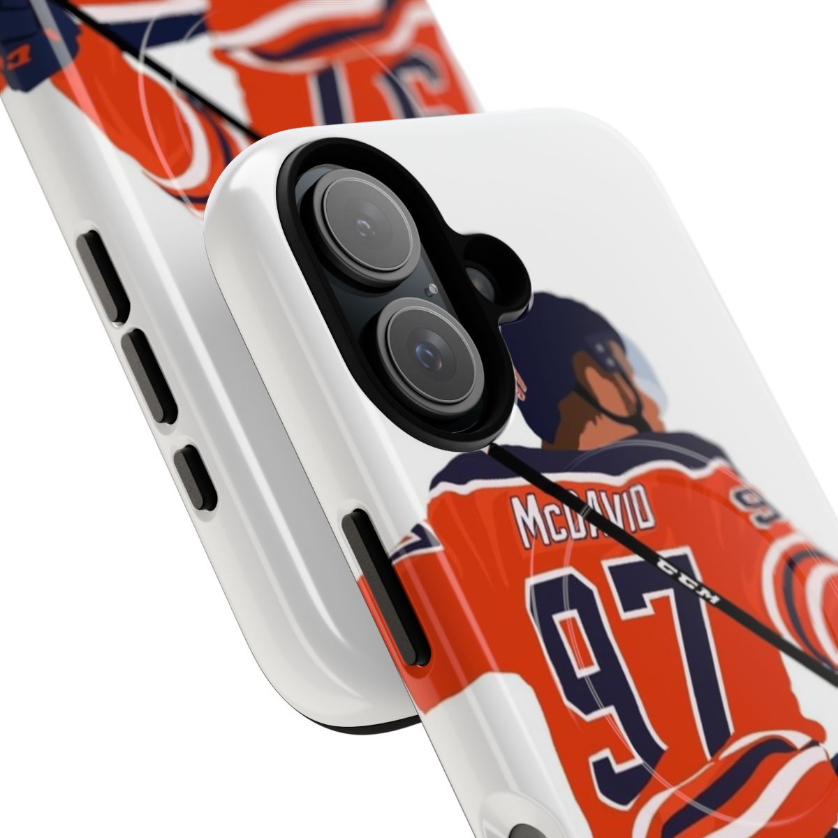 Tough magnetic phone case with Connor McDavid and Edmonton Oilers logo - Detail