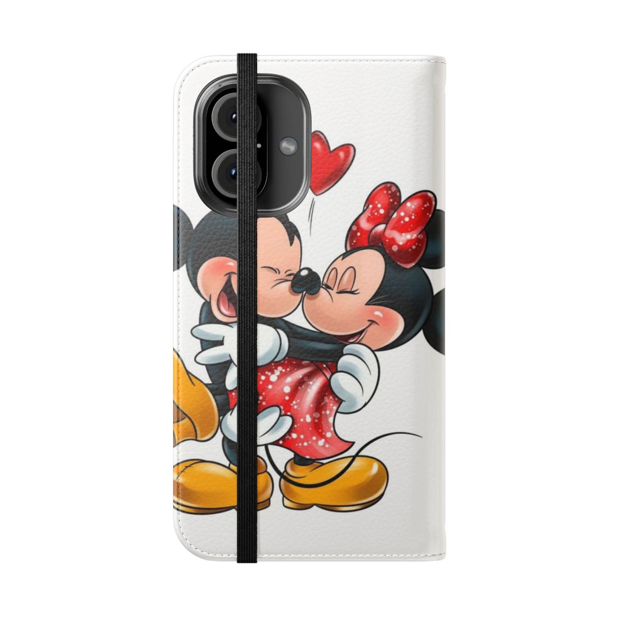 Colorful flip cover phone case with Mickey and Minnie Mouse design - Folded Front