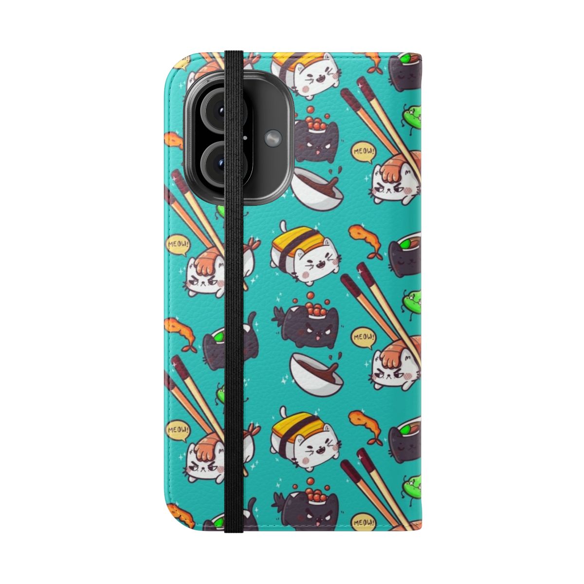 Sushi cat design on a phone flip cover case - Folded Front