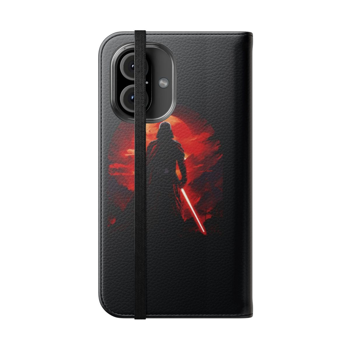 Stylish flip cover phone case inspired by Darth Vader, the iconic Sith Lord from the Star Wars universe. - Folded Front