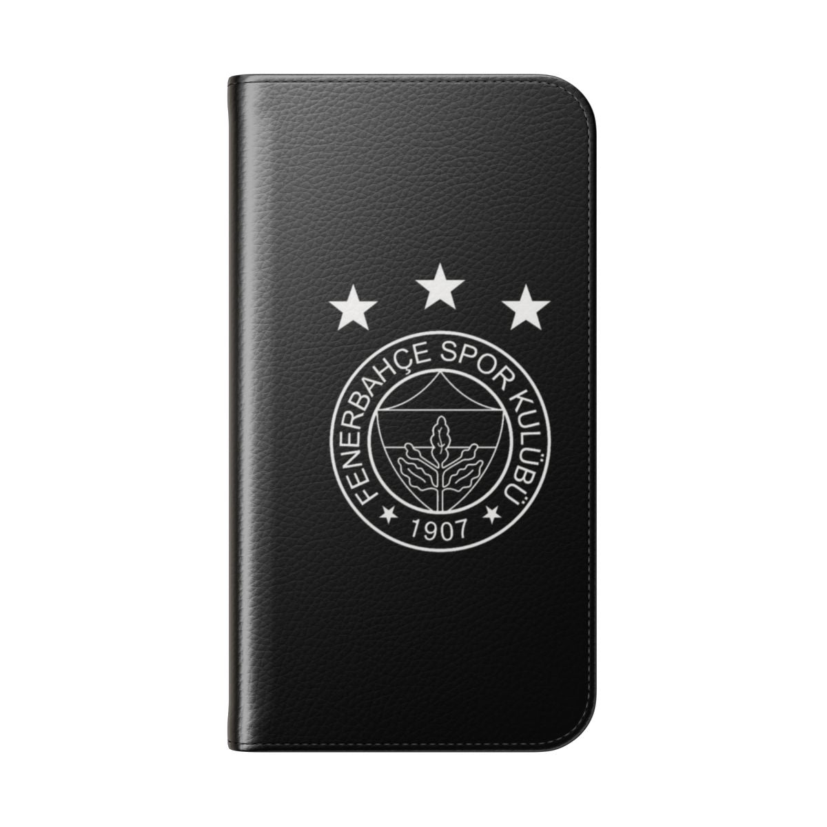 Black flip phone case with Fenerbahce logo for Turkish football fans - Folded Back