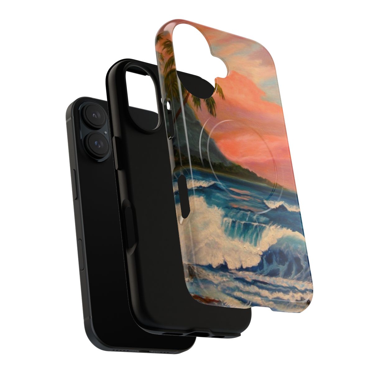 Vibrant sunset and beach landscape phone case - Layers