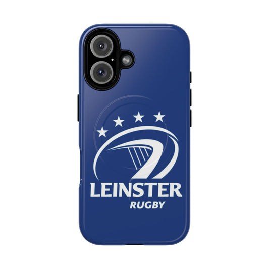 Magnetic tough phone case featuring the colors and logo of the Leinster rugby team.