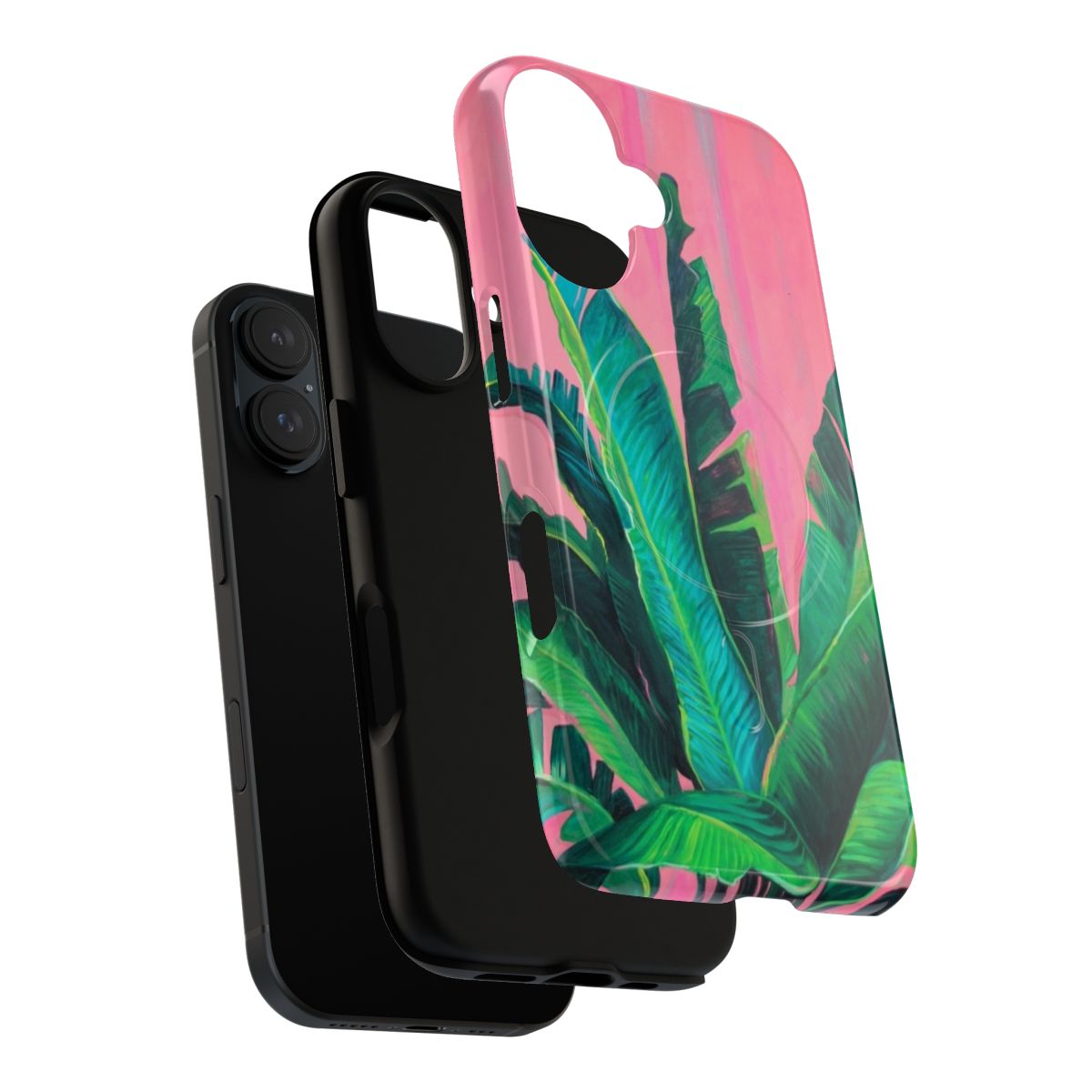 Colorful tropical leaves, plants, and ferns on a magnetic tough phone case - Layers