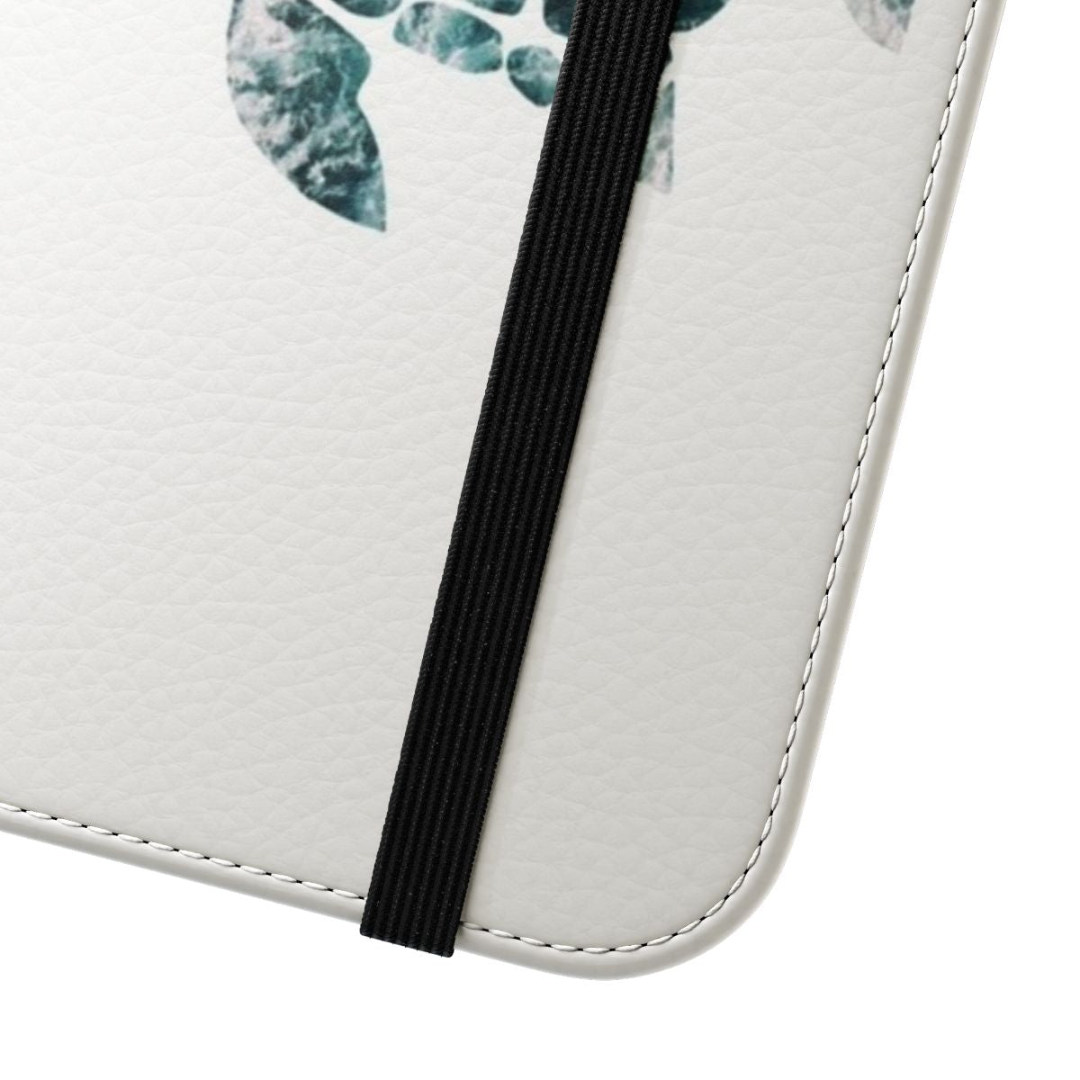 Turquoise ocean waves phone case with a silhouette of a sea turtle - Close Up