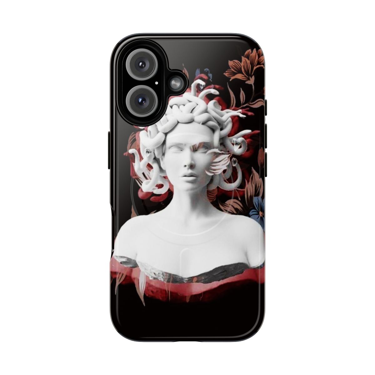 Medusa mythology inspired magnetic tough phone case with a detailed tattoo design